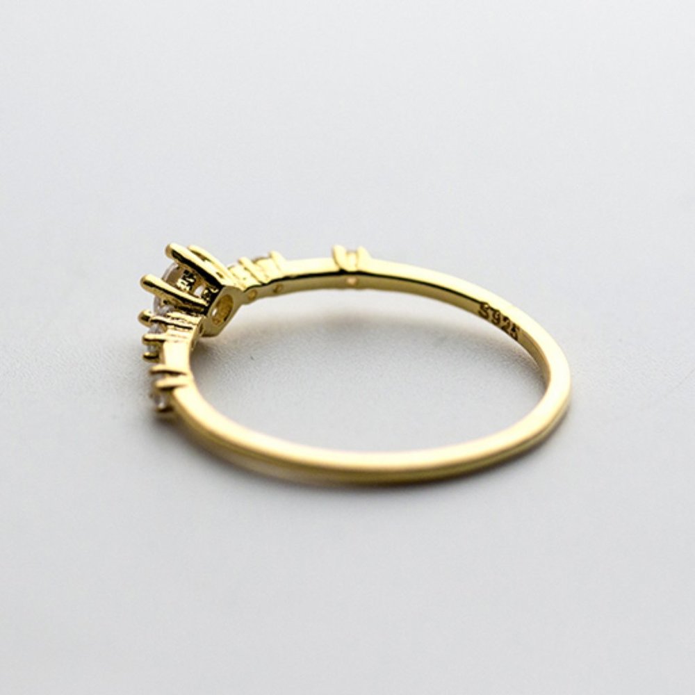 3/$25 🏷️ Sterling Silver Princess Ring Cubic Zirconia Gold Vermeil Ring - Picture 4 of 7